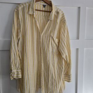 Aerie Yellow Striped Tunic Top- Gauzy Soft